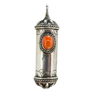 Vintage Tibetan Silver Ghau Prayer Box Amulet Pendant Coral Unmarked Tested